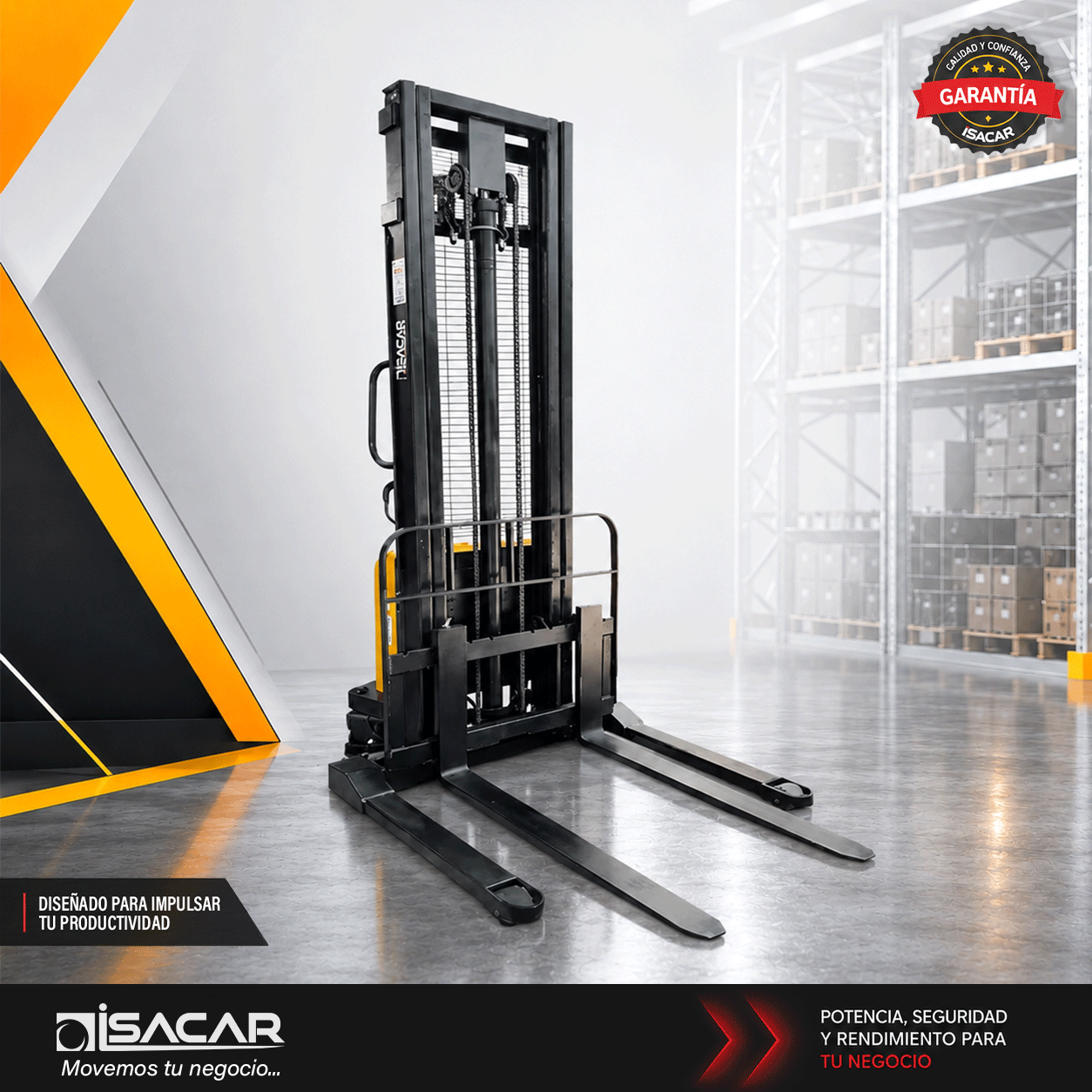 Apilador semi eléctrico 1500 kg 3.5 m