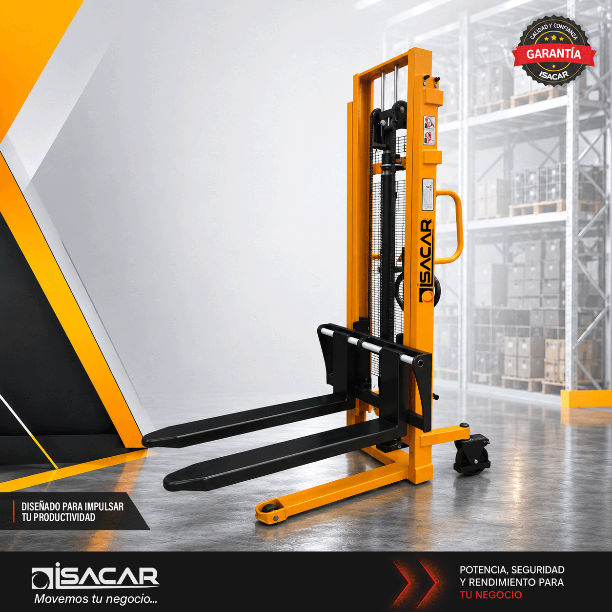 Apilador Manual 1000 kg 3m | Elevación Industrial