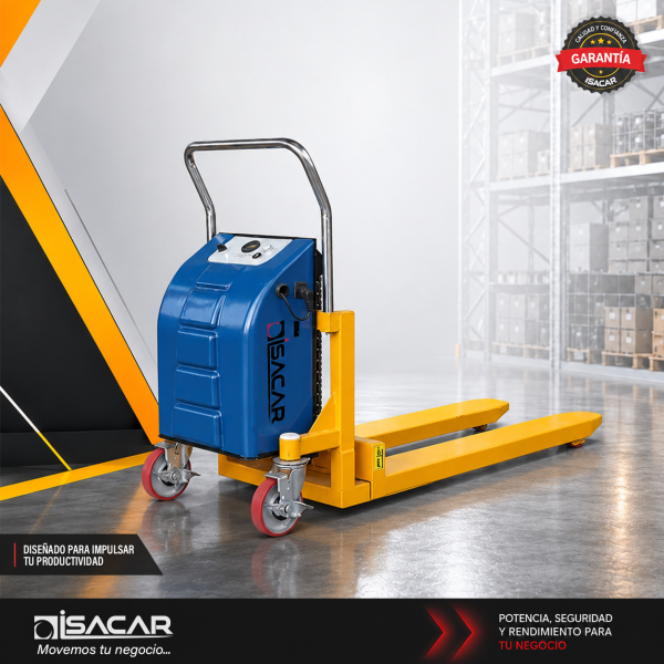 TRANSPALETA TIJERA ANGOSTA SEMI ELÉCT. 1000 KG 800MM