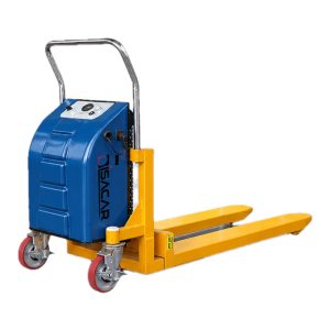 TRANSPALETA TIJERA ANGOSTA SEMI ELÉCT. 1000 KG 800MM